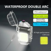 BLUE Waterproof Electronic Arc Plasma Lighter with Flashlight