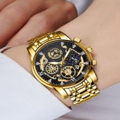 Non-Mechanical Tourbillon Quartz Waterproof Watch (Golden)